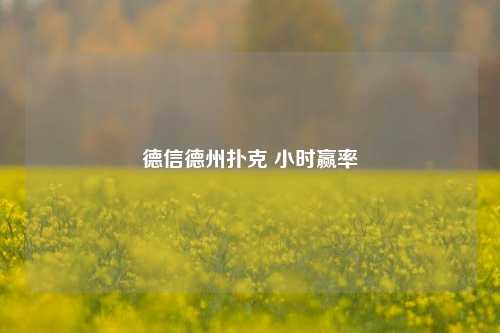 德信德州扑克 小时赢率