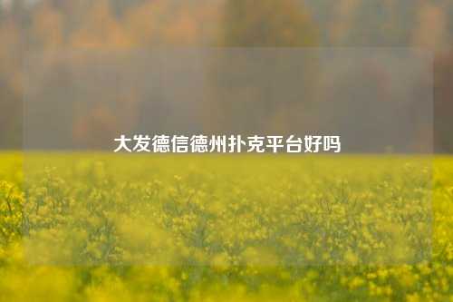大发德信德州扑克平台好吗