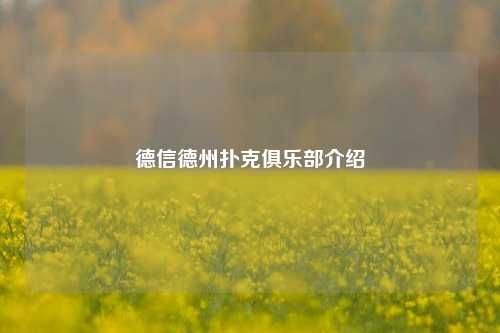 德信德州扑克俱乐部介绍